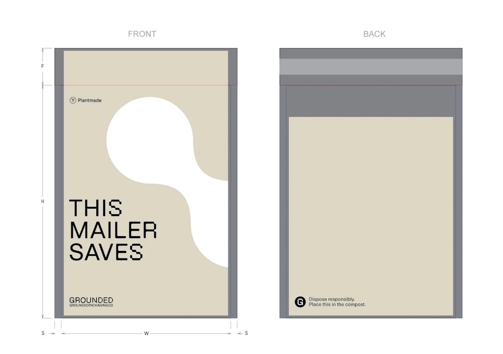 Example of a dieline for a mailer bag